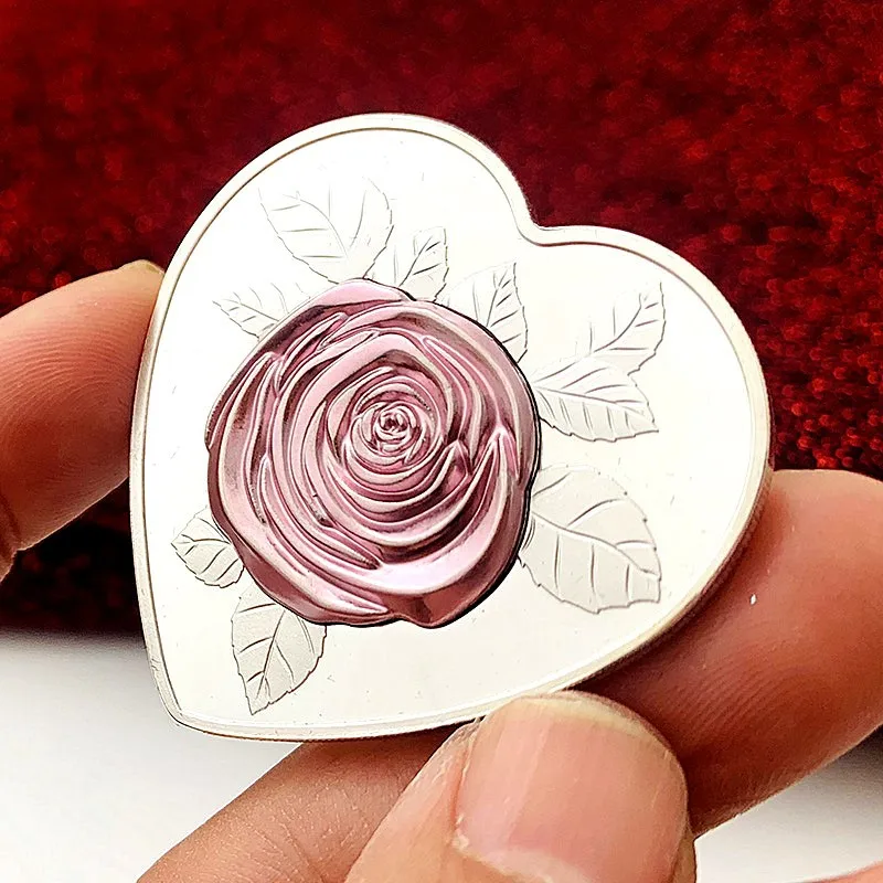 Love-3D-Rose-Coins-Lucky-Coins-Silver-Color-Commemorative-Coins ...