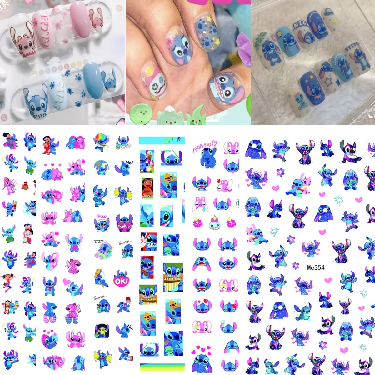 

New Disney Anime Lilo & Stitch Art Deco Decal Nail Slider Nail Sticker DIY Nail Art Decoration Stickers for Child Rewards