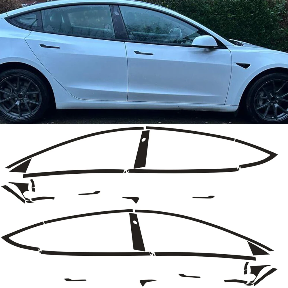 Exterior Window Trim Chrome Delete protective Film For Tesla Model 3 2017-2026 Glossy/Matte Black Sticker 1