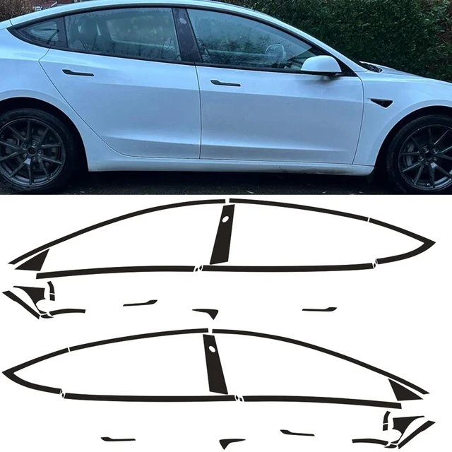 Exterior Window Trim Chrome Delete protective Film For Tesla Model 3 2017-2026 Glossy/Matte Black Sticker 1