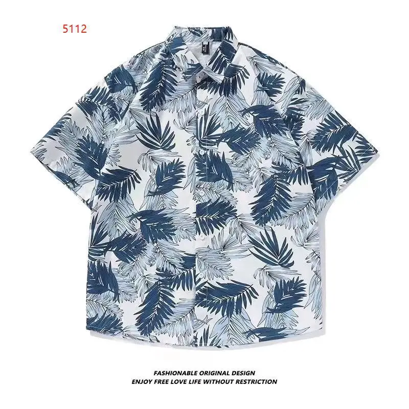 Summer Men's Hawaiian Short Sleeved Floral Shirt Korean Version High-Quality Beach Couple Lightweight Breathable Ice Silk Shirt