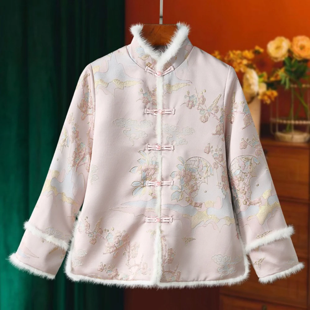 

2023 Vintage Traditional New Year Clothes Chinese Warm Thick Coat Women