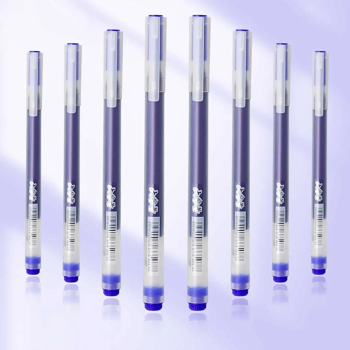 3/6pcs blue neutral writing pens, 0.5mm large capacity stationery, office supplies, writing pens, transparent matte shell