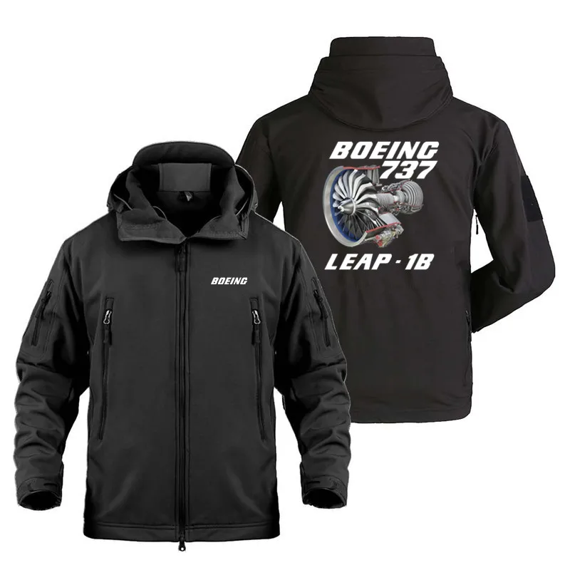 

2023 New Fleece Warm Windproof Boeing 737 & Leap 1B Waterproof SoftShell Man Coat Jacket Military Outdoor Jackets for Men New
