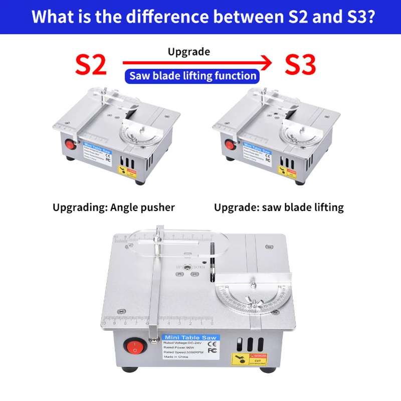 Mini Table Saw Miniature Cutting Table Chainsaws Desktop Acrylic PCB Sheet Cutting Machine Lift Saw Cut-off DIY Wood Blade Cut