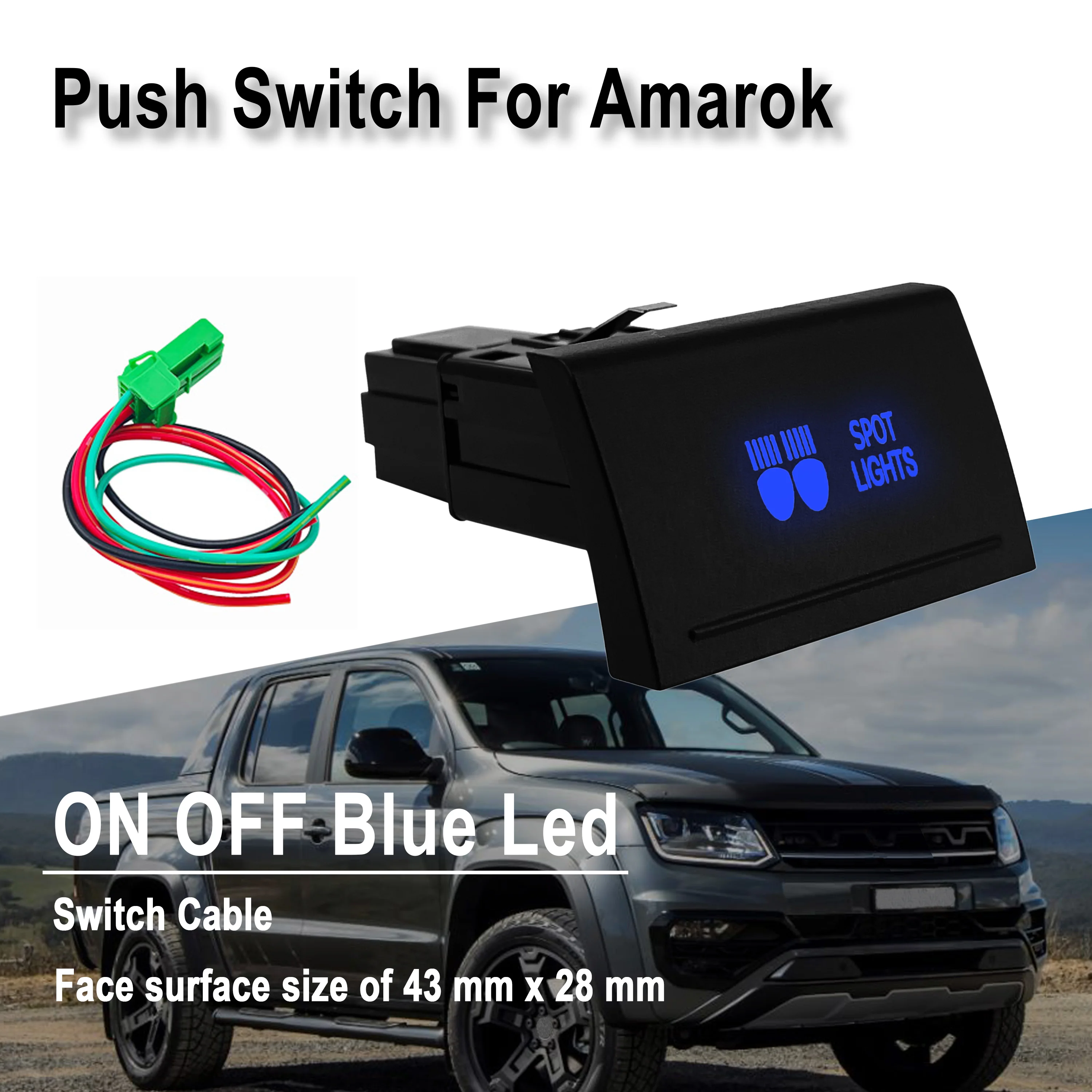 12V Vw Push Switch Spot Lights On Off Blue Led Accessori Per Auto Per Volkswagen Amarok 2010-2016 Pannello Superiore Solo Sostituzione Della Spina