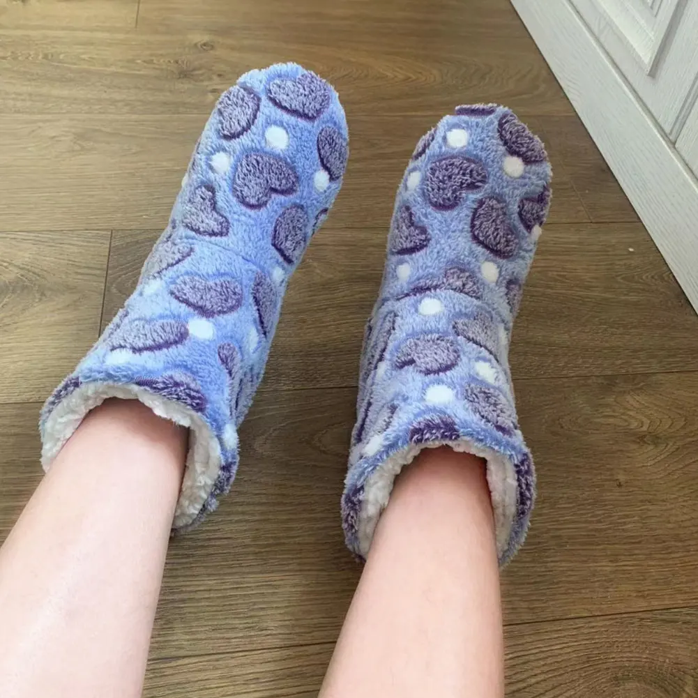 Soft Ankle Boots Non-slip Warm Home Slippers Comfortable Plush Floor Boots Thickened Fluffy Slipper Sock for Autumn Winter 4