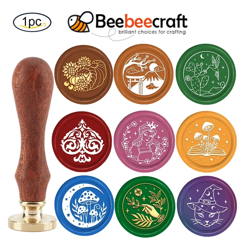 

1PC Pumpkin Wax Seal Stamp 30mm Retro Removable Brass Head with Wood Handle for Wedding Invitations Envelopes