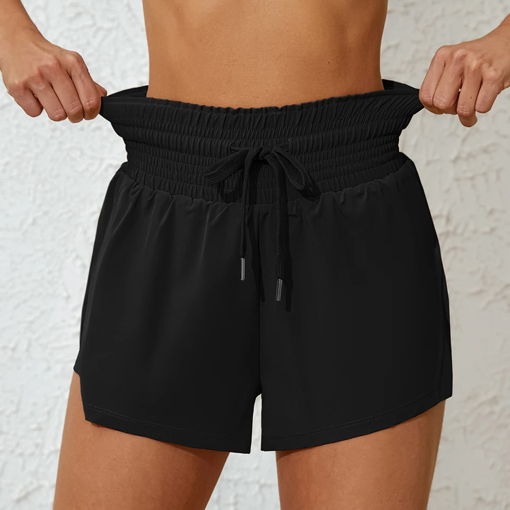 Women Swimming Trunks High Waistband High Elastic Quick Dry Built In Linner Mesh Hem Cut Inner Pocket Bikini Bottom
