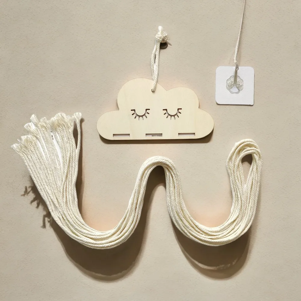 Solid Wood Cloud Hair Accessory Organizer - Wall-Mounted Holder