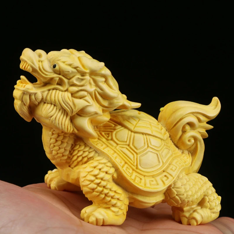 

Solid Wood Dragon Turtle Ornaments Woodcarving Handicrafts Car Mounted Ornaments Office Desktop Decoration Feng Shui Figurines