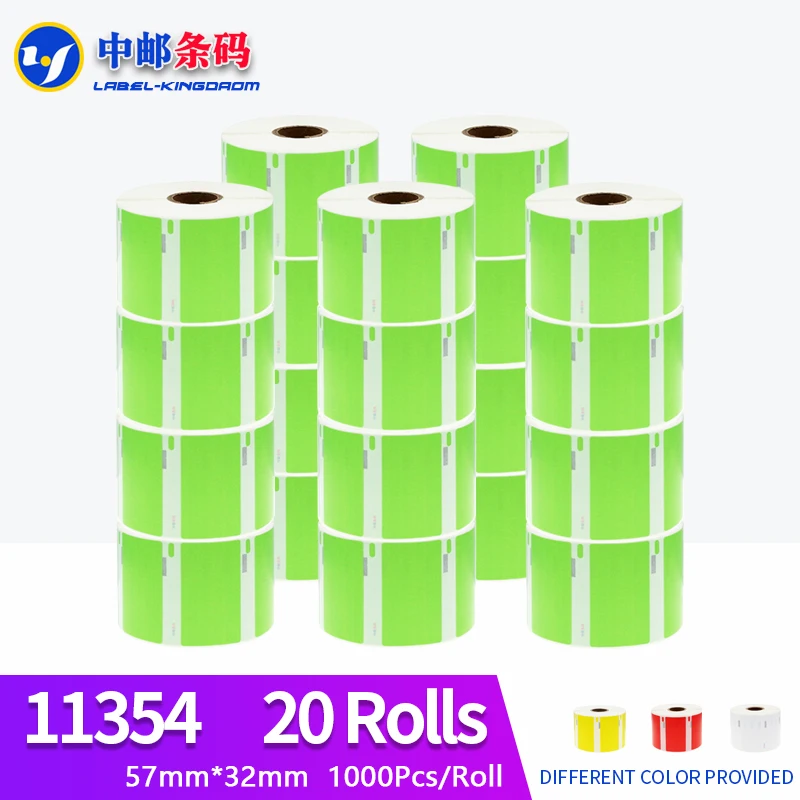 20 Rotoli Dymo Compatibile Verde 11354 Etichetta 57Mm * 32Mm 1000 Pz Per Labelwriter 400 450 450Turbo Stampante Seiko Slp 440 450