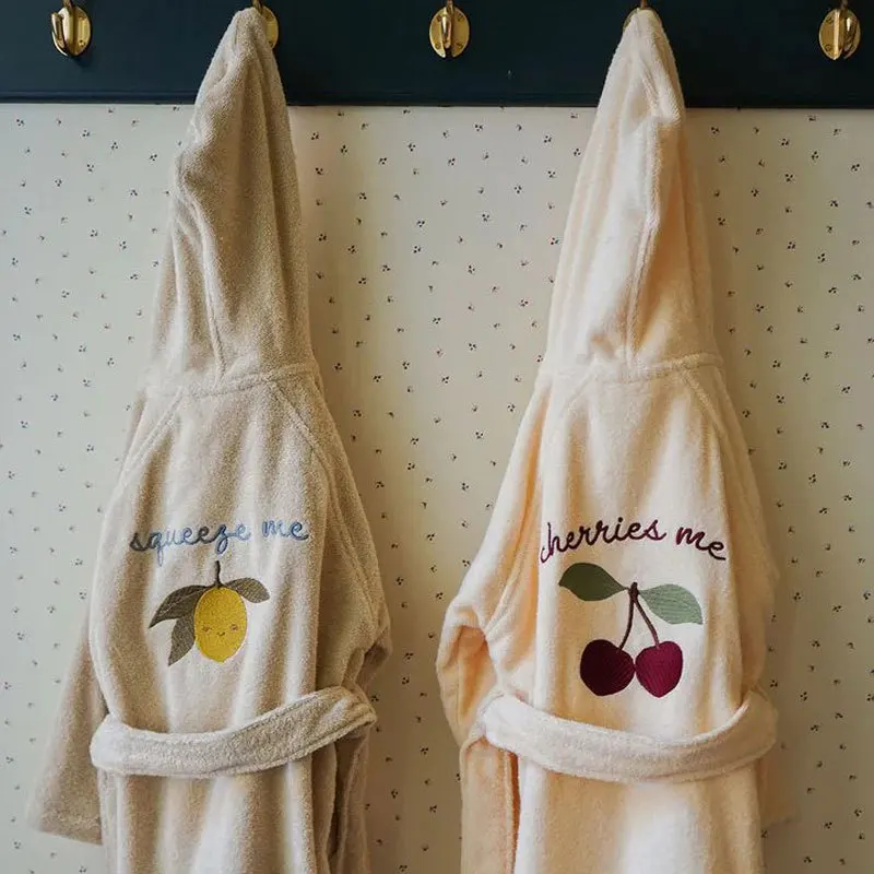 KS Kids Cute Lemon Bathrobe Boys Girl Pajamas Toddler Clothing Children Soft Bath Robe Nightgown Teenager Towels 1-12 Years