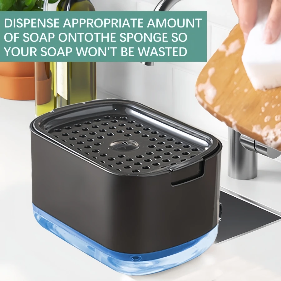 Soap Dispenser Dish soap dispenser and sponge holder soap liquid pump dispenser kitchen detergent press box for Kitchen Bathroom
