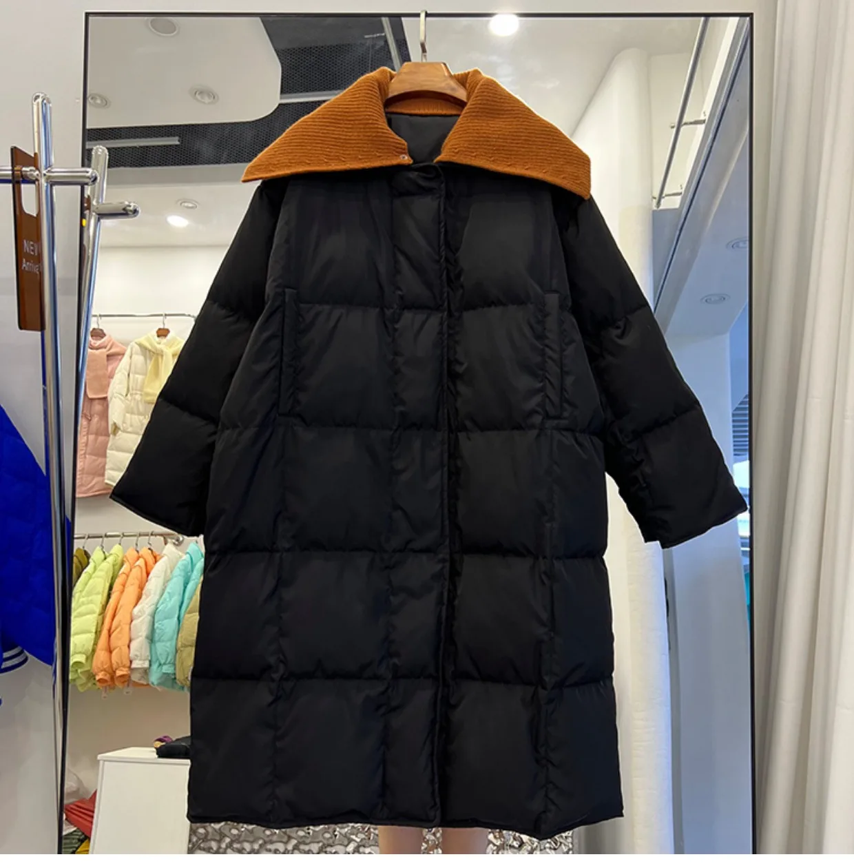 

Down Navy collar Puffy Puffer Jacket Outwear Feather Female Winter 2022 Warm Super Hot Winter Long Coat Women Harajuku Big Size