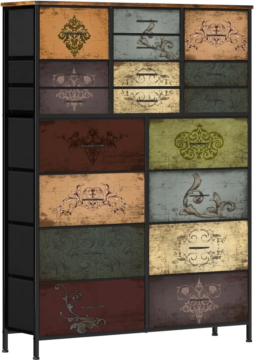 18 Drawer Tall Fabric Storage Dresser with Steel Frame, Waterproof Top for Bedroom Closet Nursery