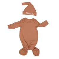 Custom Name Embroidery Baby Swaddle Blanket with Cute Beanie 0-12M Organic Cotton Anti-Kick Sleep Sack Newborn Gift Set 1