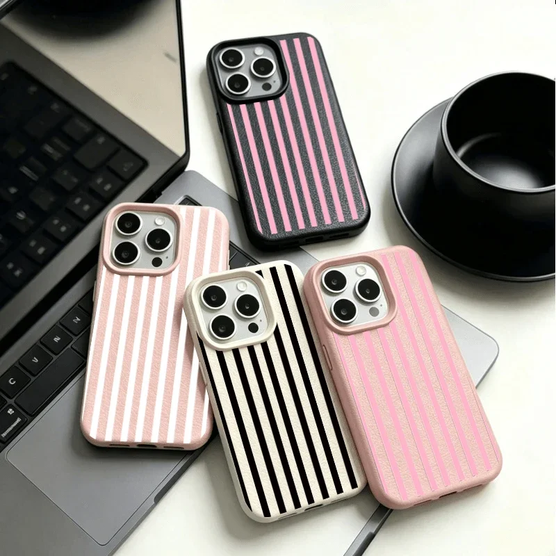 Colorful Lychee Stripe Protective Phone Case