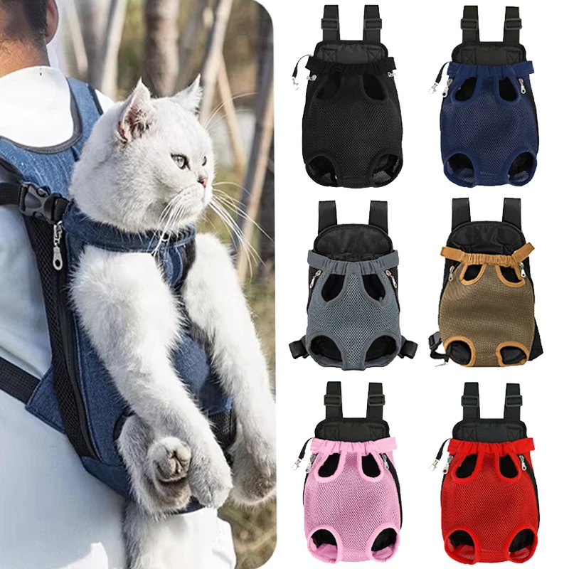 Pet Cat Dog Double Shoulder Breathable Portable Travel Pet Dog Carrier Backpack Mesh Carrier Front Bag Small Cats Outdoor