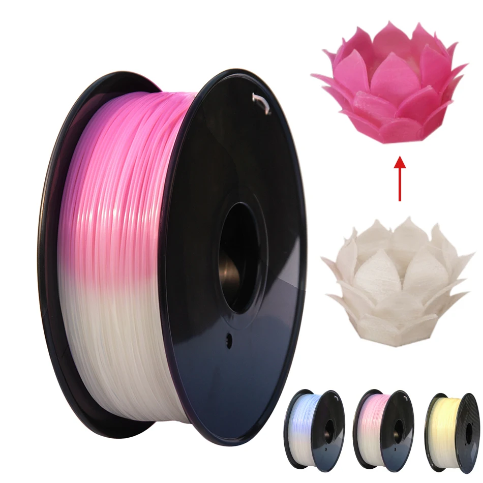 PLA Light Change Color 3D Printer Filament Printing Material Sublimation Plastic White to Pink Yellow Blue PLA for 3D Printer