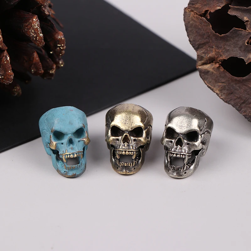 

Cuspid Teeth Skull Head Brass Paracord Beads Lanyard Pendants Umbrella Rope Woven Knife Charms Accessories DIY EDC Outdoor Tool