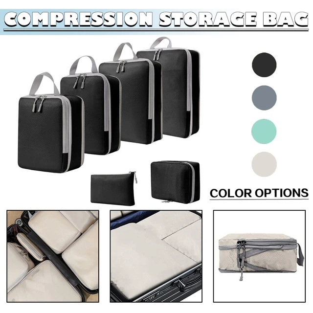 6pcs Set Travel Organizer Compression Packing Cubes Clothes Storage Bags  Shoe Bag Large Capacity Luggage Organizer Accessories - AliExpress