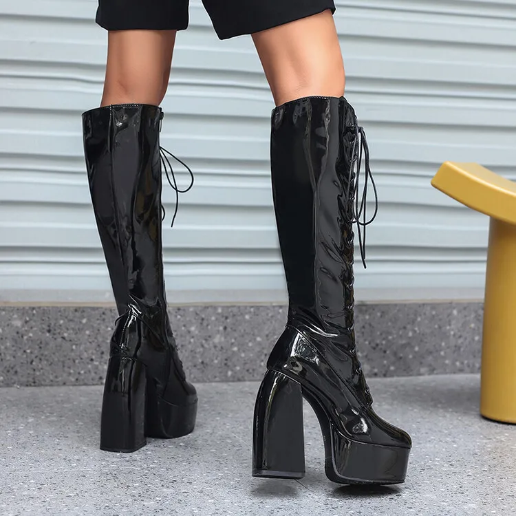 Wide Calf Patent Rave Royalty Thigh High Boots Big Size Thigh