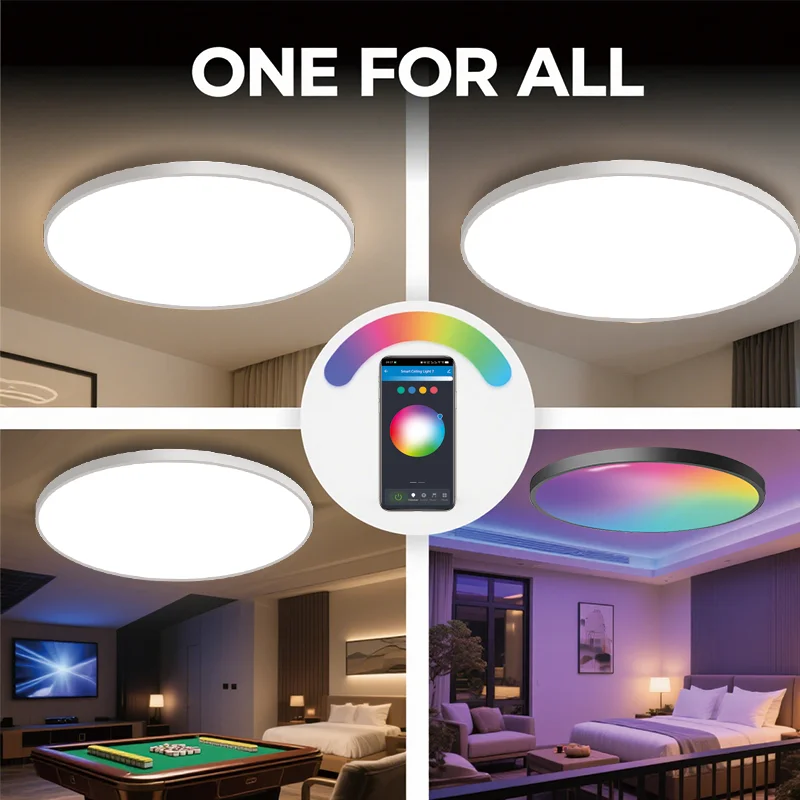 Ceiling Light Tuya Smart WiFi 24W RGBCW Circular Atmosphere Light APP Control Suitable for Alexa Google Home Bedroom Home