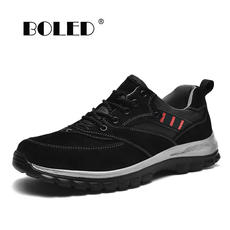 

Suede Leather Shoes Men Lightweight Non-slip Walking Shoes Waterproof Fashion Sneakers Lace-up Soft Sole Casual Men Shoes