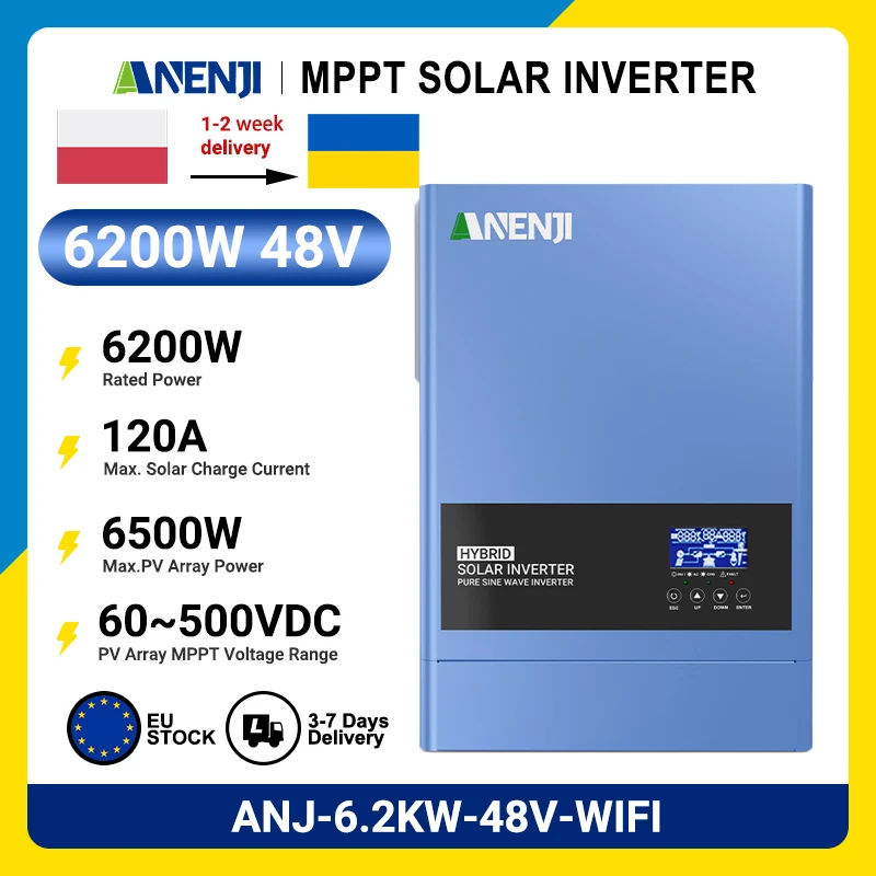Hybrid Solar Inverter 11KW 6.2KW 4KW Solar Inverter Controller 24V 48V 120A MPP