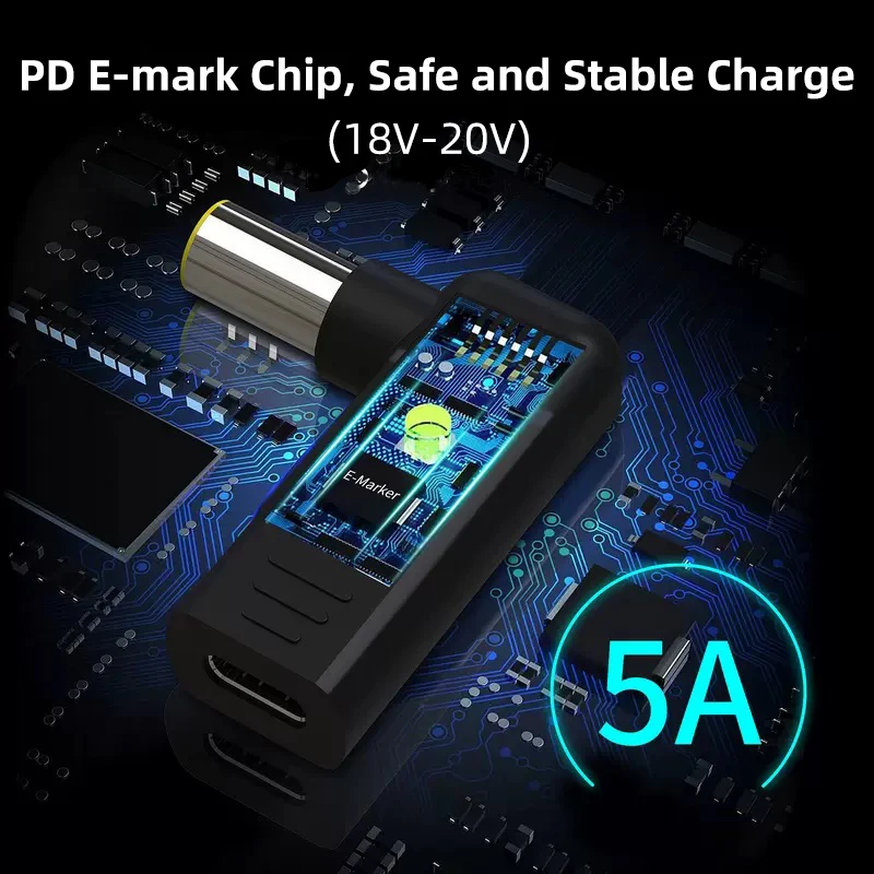 Feminino para Usb c pd Feminino para 65x44 Milímetros Masculino Plug Converter Power Adapter Connector Adaptador de Carregamento do Portátil Sony Vaio lg tipo c - Imagem 5