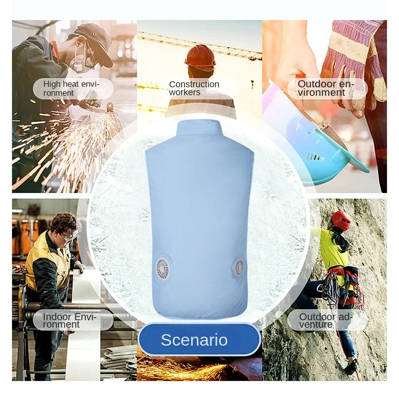 New Summer Men's Ice Vest Fan Air Conditioning Clothes Cool Vest Sport USB Charging Cooling Vest Worker Outdoor Camping Fishing