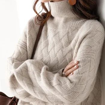 New Women Loose Sweater Winter Casual Chic Cashmere Oversize Thick Sweater Pullovers Pullover Female Long Sleeve 1