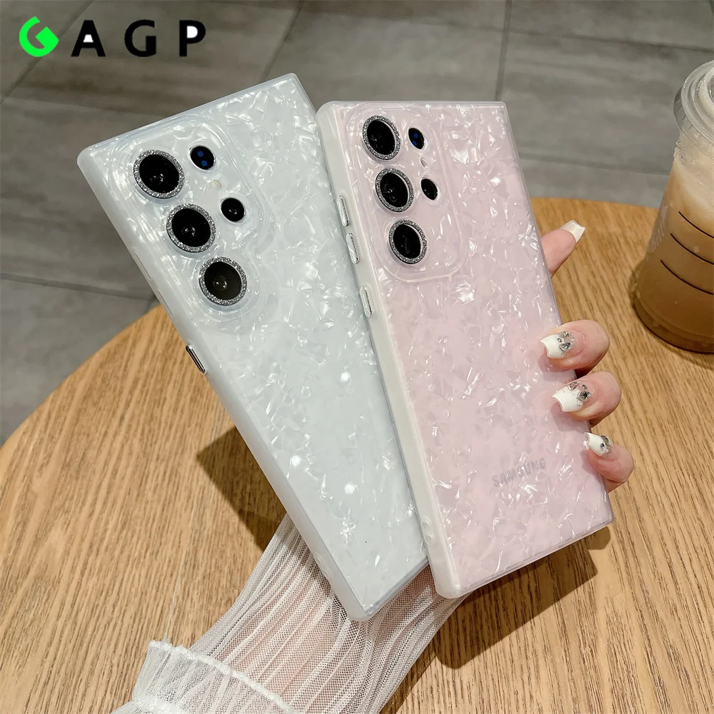 Luxury Shell Pattern Glitter Lens Protector Case - Shockproof Slim Cover