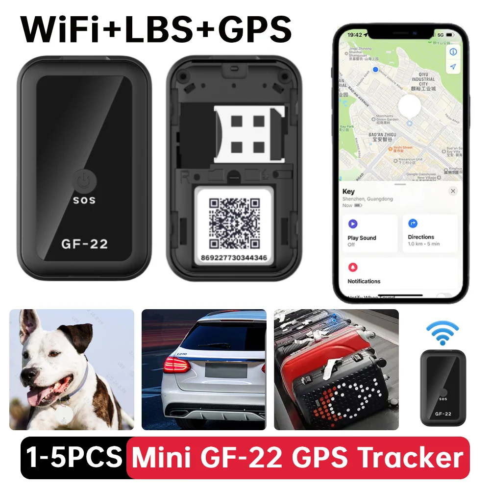 GPS Tracker Car Tracker 1-5pcs Mini GF-22 GPS Tracker WiFi LBS GPS Position Car Bike Bicycle Real Time Tracking Positioner Pet Kids Anti-Lost Locator