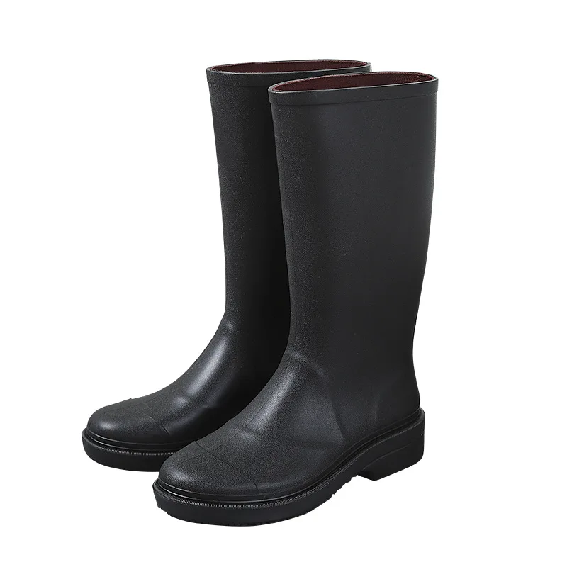 

Knee-High Rain Boots Women Comfortable Non-slip Long Water Boots Solid Color Waterproof Motorcycle Boots Female Wellies