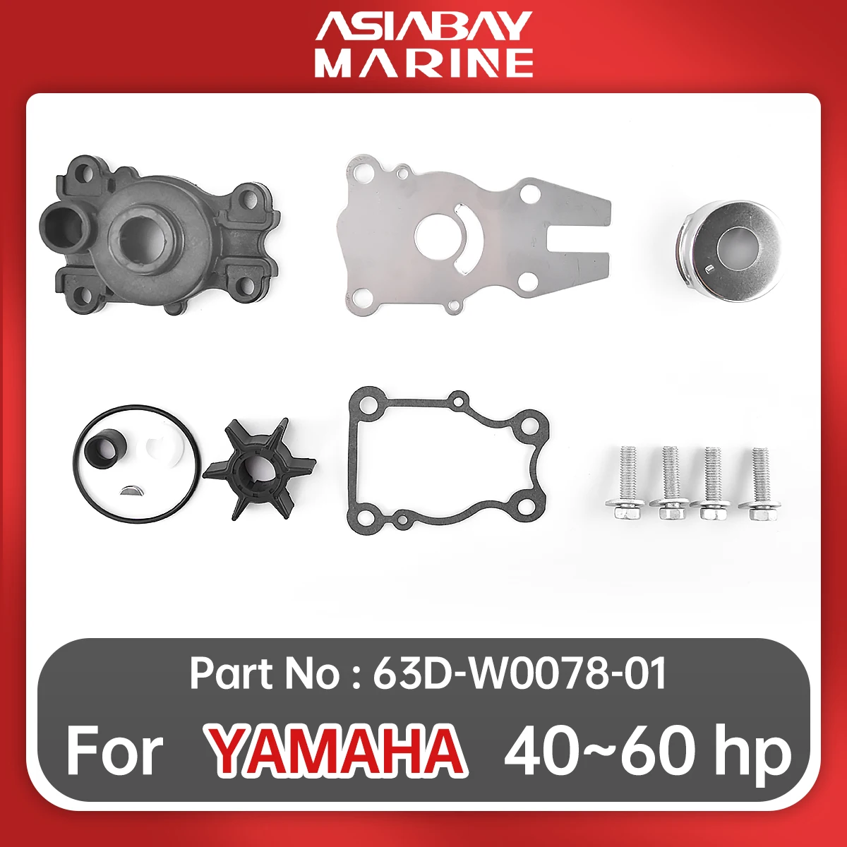 thumbnail image 2 of Water Pump Repair Kit - Fits Yamaha 9.9HP & 15HP 4-Stroke Outboard Engines (Replaces 63V-W0078 2 of 12