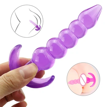 Soft Silicone Anal Dildo Butt Plug Prostate Massager Adult Gay Products Men's Homosexual Beads Erotic Sex Toys For Men Women 3
