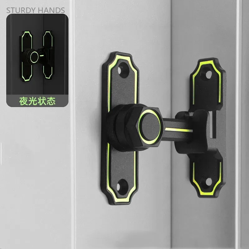 Glow-in-the-dark Door Clasp Zinc Alloy 90/180 Degree Dual-purpose Door Lock Home Barn Sliding Latch Indoor Safety Bolt