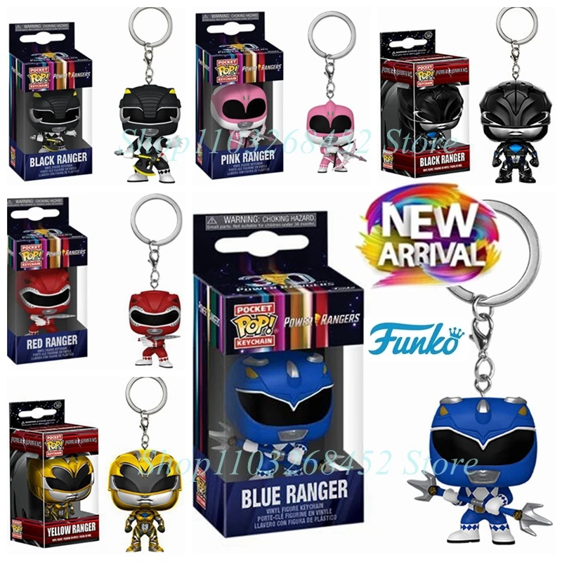 Funko Pop Pocket Black Ranger Yellow Ranger Pink Red Ranger Blue Pop Portachiavi Action Figure Collection Model Toys Con Scatola