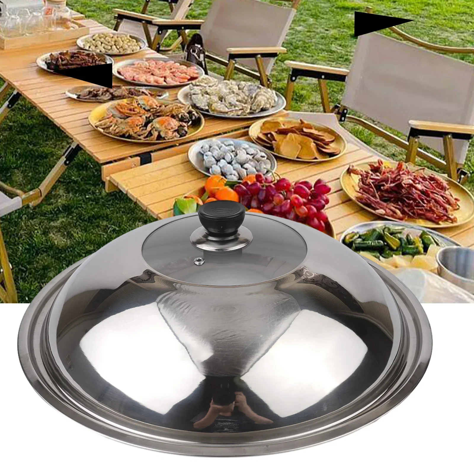 Saucepan Wok Frying Lid Cooking Utensils Pot Cover Wok Lids Stainless Steel 40cm / 15.7" Glass Construction Pot Cover