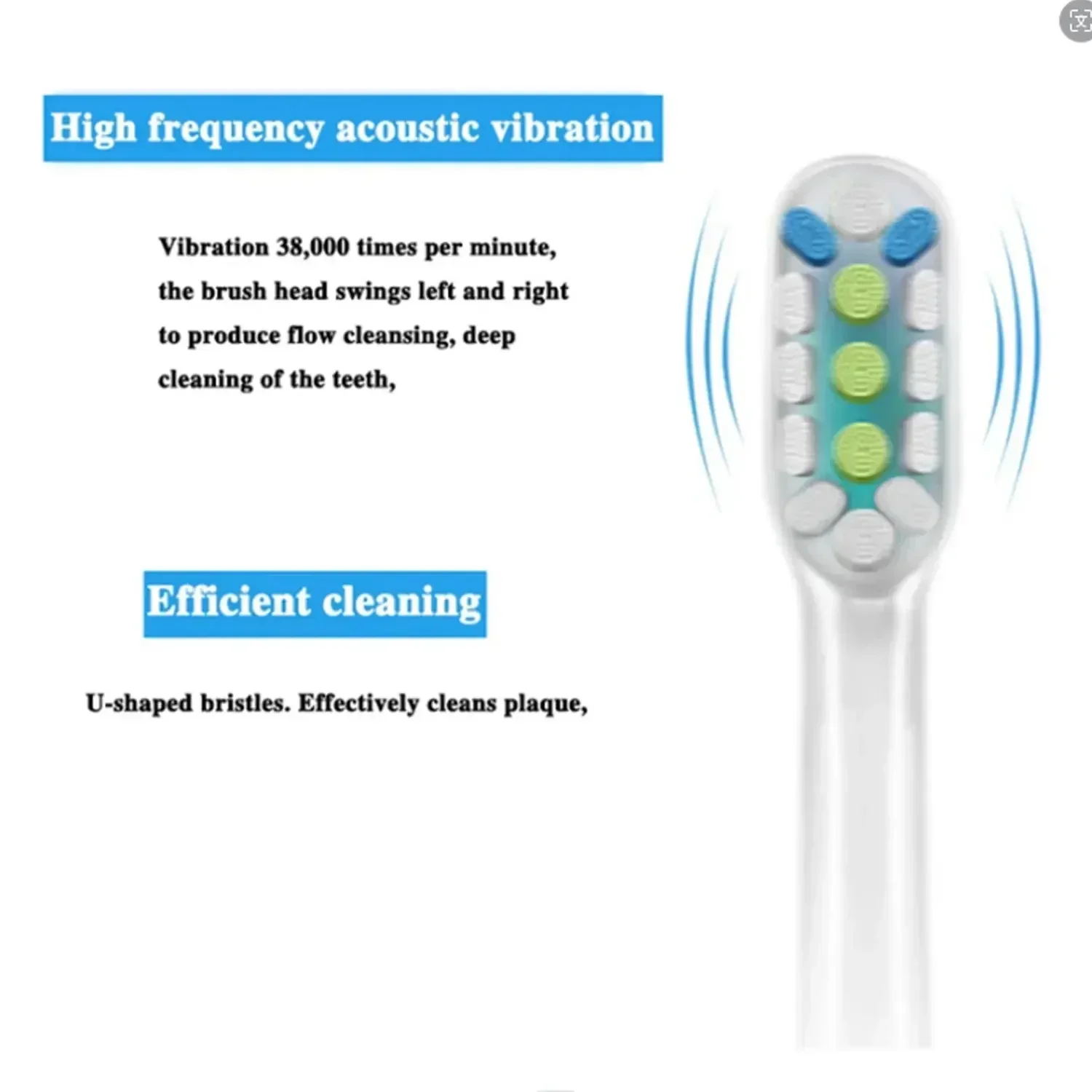 Description Picture 3 of item4pcs for SOOCAS X3/X3U/X5 Replacement Toothbrush Heads Clean Tooth Brush Heads Sonic Electric Toothbrush Soft Bristle Nozzles