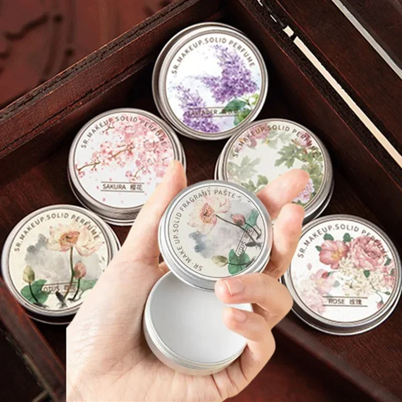 Solid Perfume Women Peony/Lotus/Sakura/Lavender Portable Balm Fresh Elegant Long-time Fragrances Body Antiperspirant Gift