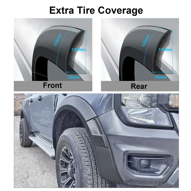 Slim Fender Flares Wheel Arches Protector For Ford Ranger Next gen 2022 2023  XL XLS XLT Car Auto Part Accessories Matte Black - AliExpress