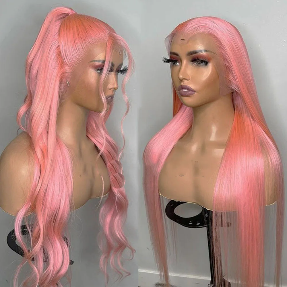 Pink Lace Front Wigs With Color Pink Lace Synthetic Lace Front