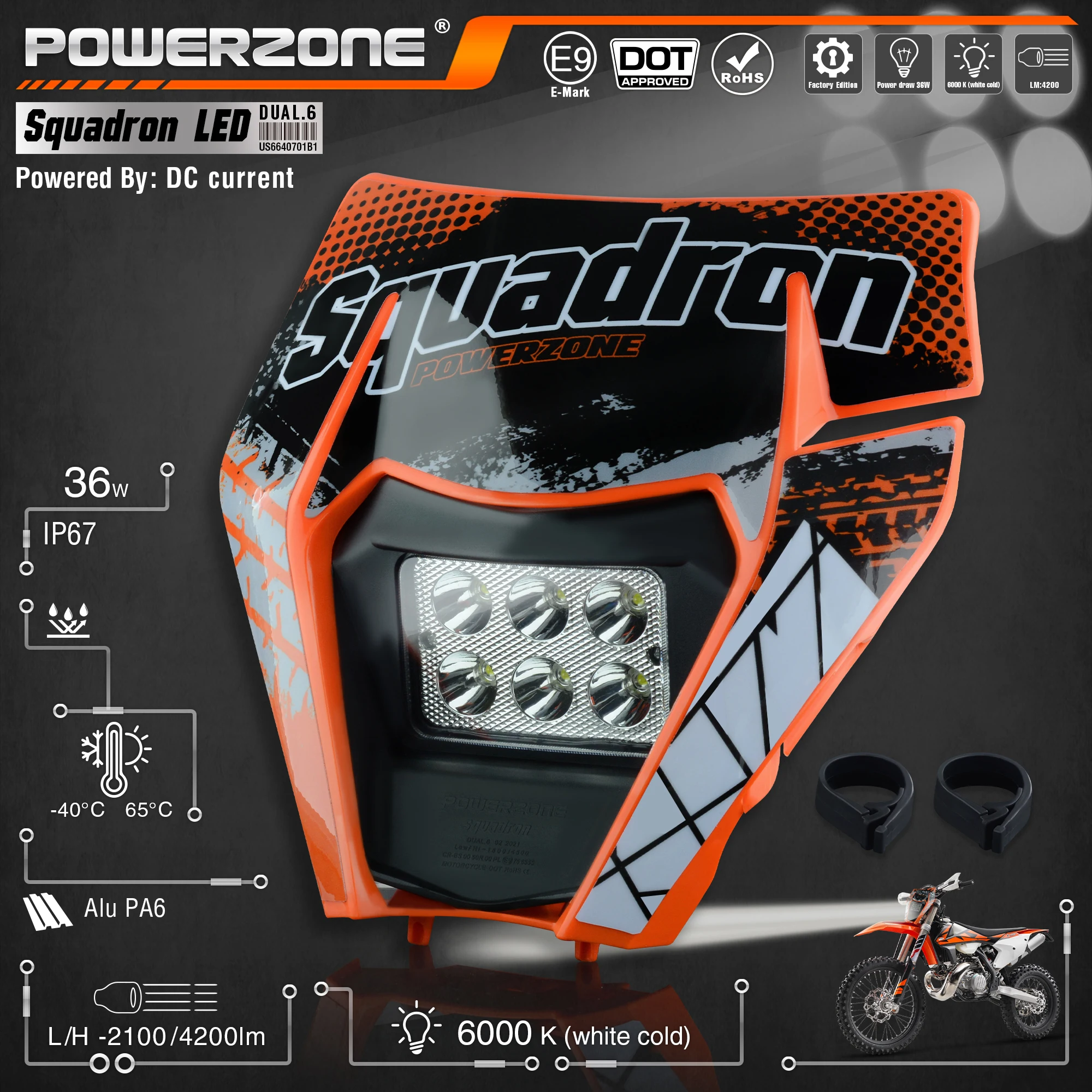 Powerzone Motorcycle Led Headlight Headlamp Head Light Supermoto