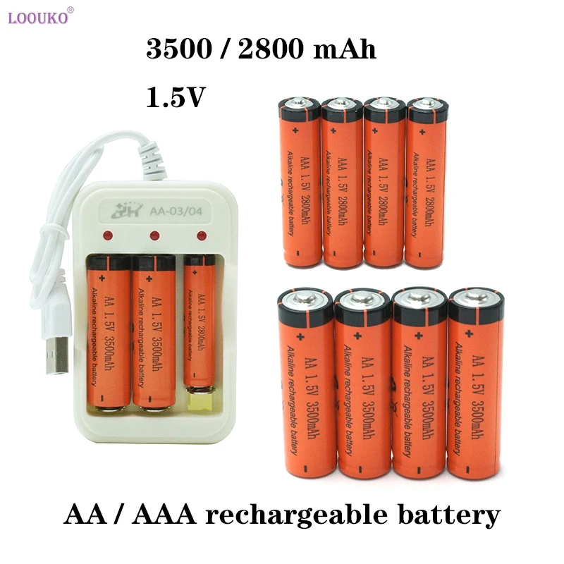 Batteria Aaa Aa 1.5V 3500Mah Ni-Mh Aa Batteria Ricaricabile Usb Aa Caricabatterie Per Gamepad Xbox Tv Telecomando Aaa Cell 1.2V