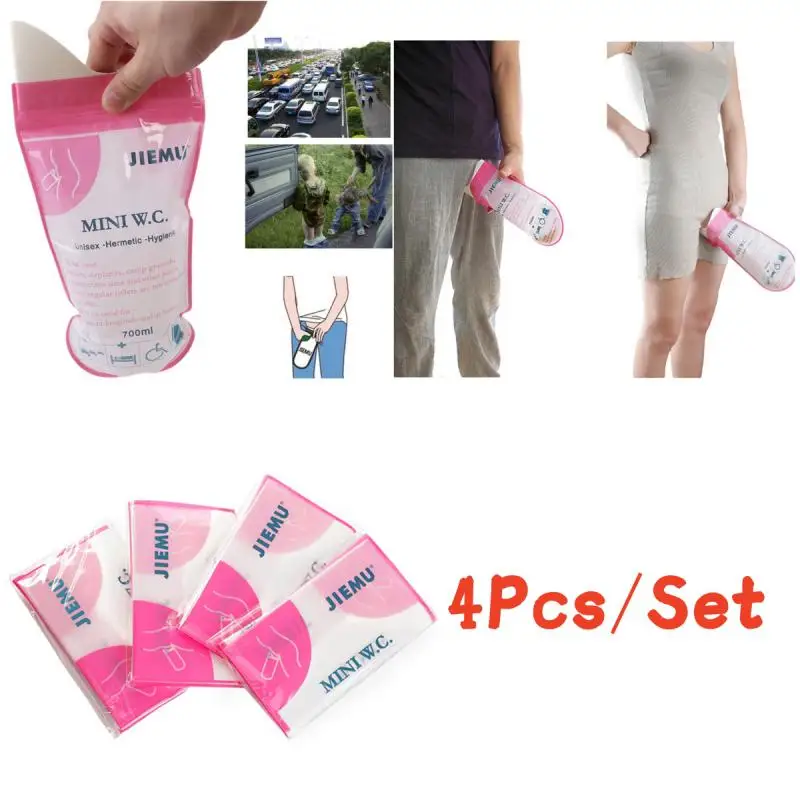 

4Pcs 700ml Emergency Portable Car Urine Bag Vomit Bags Mini Mobile Toilets Handy Unisex Disposable Urinal Toilet Bag