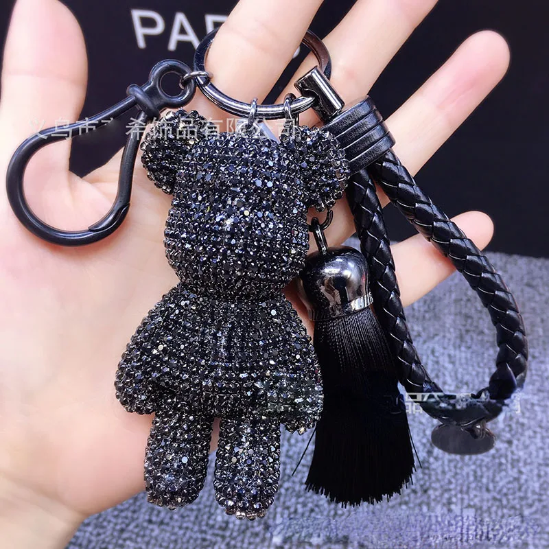  Sparkle Nice Bear Keychain Tassel Leather Rope