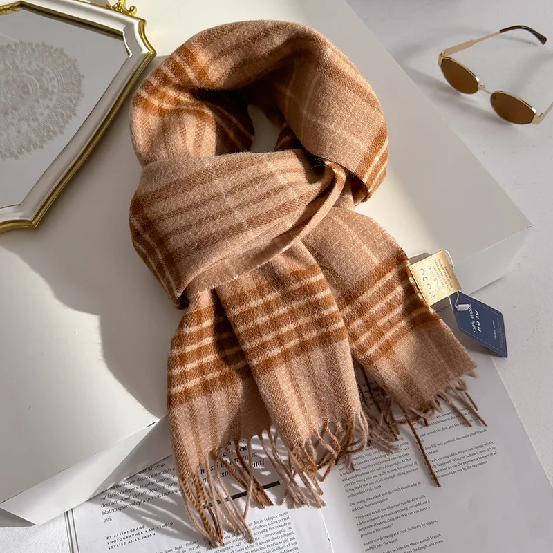 100% wolle Frauen Schal Herbst Winter Vintage Adrette Plaid Wrap Schals Pashmina Mujer Femme Foulard Bufanda Schal Stola – Detail 12